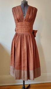 BCBG Bronze Pleated Cocktail Dress